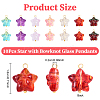 10Pcs Star with Bowknot Glass Pendants PALLOY-YW00059-01-3