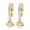 Brass with Cubic Zirconia Dangle Hoop Earrings EJEW-G362-05KCG-1