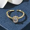 Rectangle Brass Micro Pave Cubic Zirconia Cuff Rings RJEW-Z111-04G-09-2
