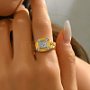 Brass Micro Pave Cubic Zirconia Finger Rings for Women GF8106-3-3