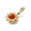304 Stainless Steel Pave Natural Carnelian(Dyed & Heated) Sun Pendant Decoration STAS-H202-50G-2