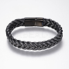 Braided Leather Cord Bracelets BJEW-H560-01B-1