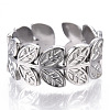 Non-Tarnish 304 Stainless Steel Leaf Cuff Rings RJEW-N038-110P-3