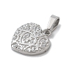 304 Stainless Steel Micro Pave Cubic Zirconia Pendants STAS-Z107-04P-03-2