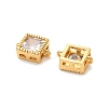 Brass Pave ClearCubic Zirconia Square Connector Charms KK-H515-16G-2
