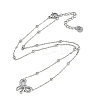 304 Stainless Steel Bowknot Pendant Satellite Chain Necklaces NJEW-I129-06P-2
