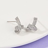 knot Brass Micro Pave Clear Cubic Zirconia Stud Earrings EJEW-F895-16P-2