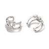 Heart & Word Love Brass Micro Pave Cubic Zirconia Cuff Earrings for Women EJEW-P281-05P-2
