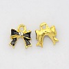 Golden Tone Alloy Rhinestone Enamel Pendants ENAM-J458-06G-1