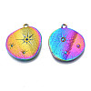 Rack Plating Rainbow Color 304 Stainless Steel Pendants Rhinestone Settings STAS-S119-121-3