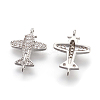 Brass Micro Pave Cubic Zirconia Links KK-F774-13P-NR-2