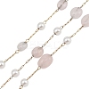 Natural Rose Quartz Nuggets & 316 Stainless Steel Handmade Link Chains CHS-K021-14G-12-1