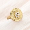 Adjustable Brass Micro Pave Cubic Zirconia Cuff Rings for Women RJEW-B139-07G-01-1