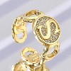 Brass Micro Pave Clear Cubic Zirconia Open Cuff Rings for Women RJEW-K289-02G-S-1