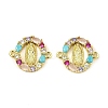 Brass Cubic Zirconia Connector Charms KK-K346-14G-1