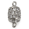 Brass Micro Pave Clear Cubic Zirconia Hollow Column Connector Charms KK-A230-05F-P-1