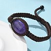 Adjustable Oval Natural Amethyst Braided Bead Bracelets BJEW-H626-02-15-3