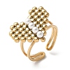 304 Stainless Steel Plastic Pearl Open Cuff Ring for Women RJEW-Z088-04G-2