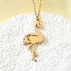 304 Stainless Steel Flamingo Shaped Pendant Cable Chain Necklaces for Women Men NJEW-Q032-02A-G-1