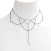 Moon & Star Zinc Alloy Tassel Layered Choker Necklaces FS-WG2E652-05-1