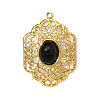 304 Stainless Steel with Synthetic Black Onyx Pendants STAS-OY001-48G-1