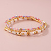 3Pcs 3 Styles Glass Seed Beads & Brass Beads Stretch Bracelets Set for Women VQ8944-1-4