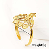 201 Stainless Steel Leaf Open Cuff Ring Women's Holiday Date Gift RU2411-5