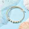Natural Cultured Freshwater Pearl Bangle with Star Moon Brass Beads BJEW-JB10194-2