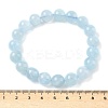 Natural Aquamarine Round Bead Stretch Bracelets for Men Women BJEW-U034-01A-02-5