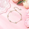 Dyed Round Natural Malaysia Jade & 304 Stainless Steel Cable Chain Ankelets AJEW-AN00701-01-1