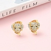 Dog Brass Micro Pave Clear Cubic Zirconia Stud Earrings EJEW-Z144-01G-1