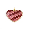 Valentine's Day Brass Red Enamel Pendants KK-D424-30C-G-1