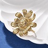 Flower 304 Stainless Steel Open Cuff Ring for Women RJEW-M049-04G-1
