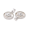 Brass Micro Pave Clear Cubic Zirconia Pendants KK-E068-VC127-3
