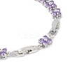 Noble Gift Ideas for Lady Platinum Tone Brass Micro Pave Cubic Zirconia CZ Flower Link Chain Bracelets BJEW-L472-05-1-3