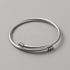 304 Stainless Steel Round Rope Chain Cuff Bangle for Women LS-BJEW-WH0020-36P-1