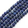 Natural Frosted Lapis Lazuli Round Bead Strands G-M064-4mm-08-1