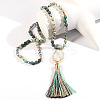 Bohemian Oval Natural Druzy Agate Tassel Pendant Necklaces FS-WGAFDEB-05-1