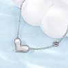 304 Stainless Steel Pave Natural White Shell Heart Pendant Necklaces for Women NJEW-U032-09P-01-3