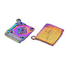 Rainbow Color Alloy Pendants for Teachers' Day PALLOY-S180-290-NR-3