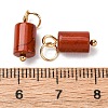 Natural Red Jasper Column Charms with 304 Stainless Steel Jump Rings G-Q032-01C-3