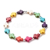 Synthetic Turquoise(Dyed) Cross Beaded Stretch Bracelet BJEW-JB08450-01-1