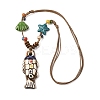 Ceramic Fish Pendant Adjustable Waxed Cord Necklaces for Women NJEW-B146-05-2