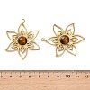 Natural Tiger Eye Hollow Metal Pendants STAS-P356-38G-01-3