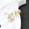 Brass Micro Pave Clear Cubic Zirconia Stud Earrings LS-EJEW-H157-03G-01-3