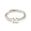 Clear Cubic Zirconia Initial Letter Adjustable Ring RJEW-C052-01P-M-2