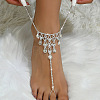 Summer Teardrop Brass Full Crystal Rhinestone Tassel Toe Ring Anklets for Women FS-WG8E204-01-1