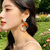 Iron & Acrylic Stud Dangle Earrings for Women WG4F524-01-3