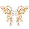 2 Pairs Brass Pave Clear Cubic Zirconia Butterfly Stud Earring Findings KK-BBC0018-66-1