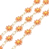 Brass Daisy Flower & Oval Link Chains CHC-I035-13G-07-1